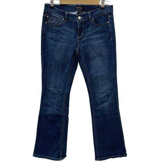 WHBM Low-Rise Womens Jeans Flared Leg Dark Wash Denim White House Black Market 6 - Picture 1 of 10